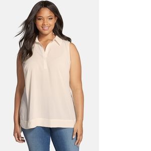 Sejour Split Neck Sleeveless Woven Shirt*